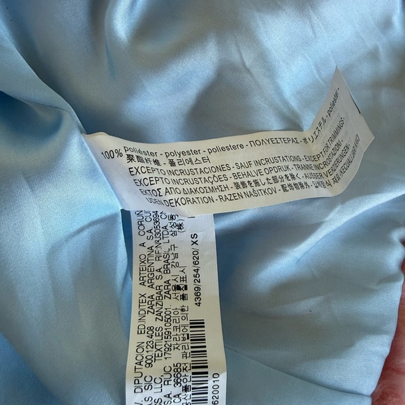 Zara Pink & Blue Embellished Faux Fur Lined Classic Jacket Size Extra Small - Picture 5 of 7